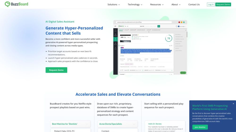 BuzzBoard: AI-Powered Sales Platform for Personalized Content : Boost Confidence, Close Deals Faster with Email, Social & Presentation Tools