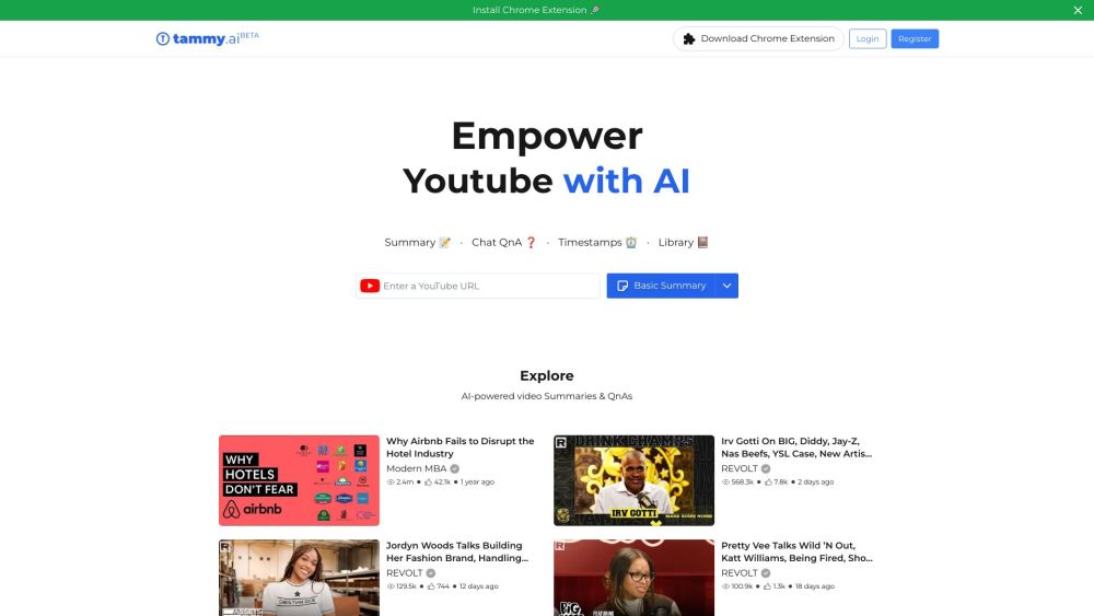 Tammy AI : AI Video Summaries, Influencer Chat, Smart Learning Tools
