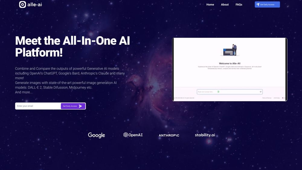 Alle-AI : AI Platform with ChatGPT, Bard, Claude, DALL-E 2 & More