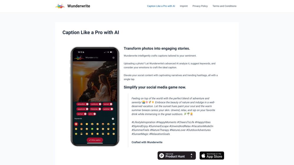 Wunderwrite: AI Captions, Emotion Detection, Perfect Descriptions