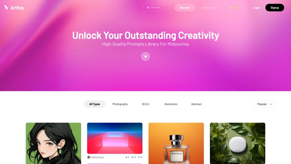 ArtKey : Smart Prompts, Idea Sharing & Trading for Midjourney