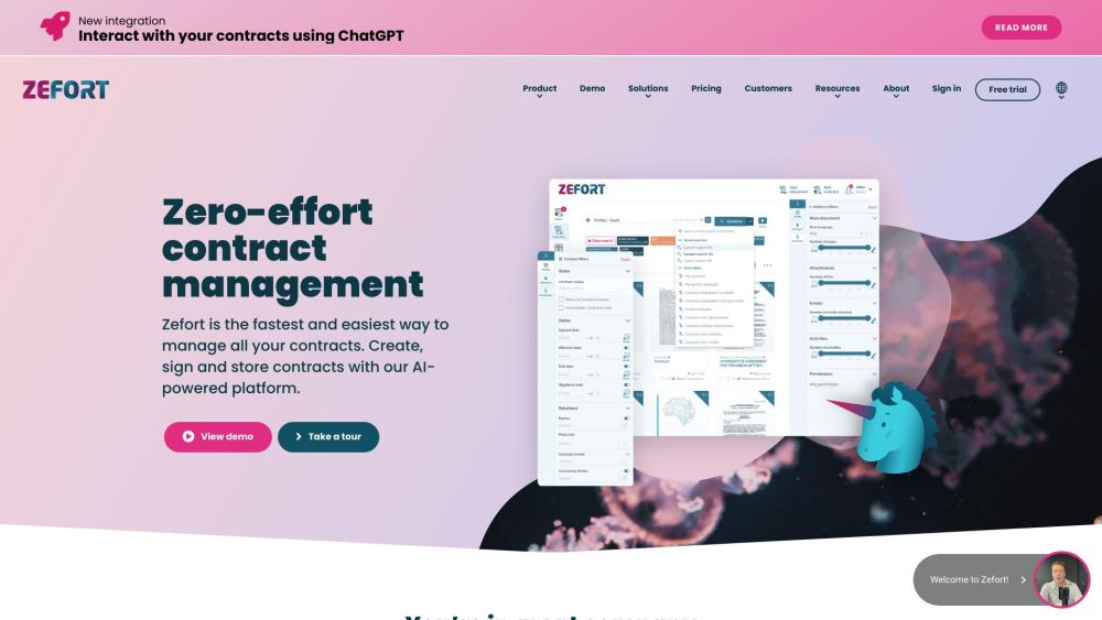 Zefort : AI Contract Management, E-Sign & Secure Storage