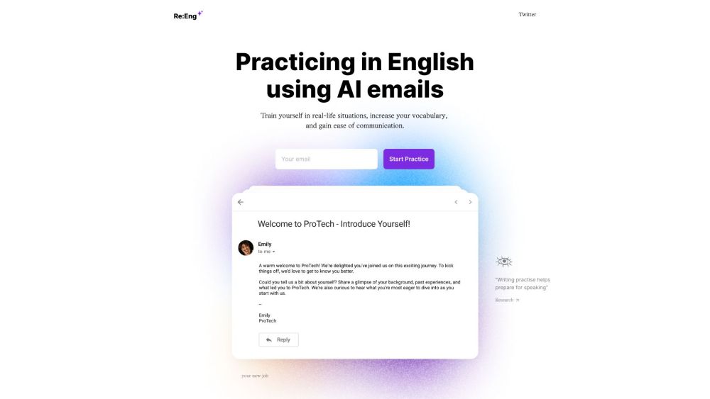Re:Eng : AI English Practice with Real-World Email Simulations