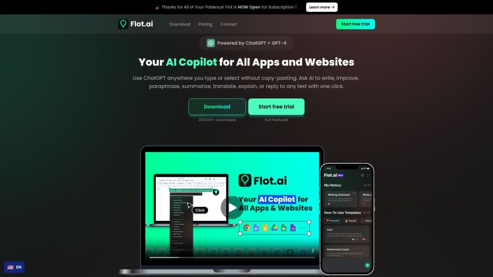 Flot.ai : AI Copilot Writes, Summarizes, Translates for Apps & Websites