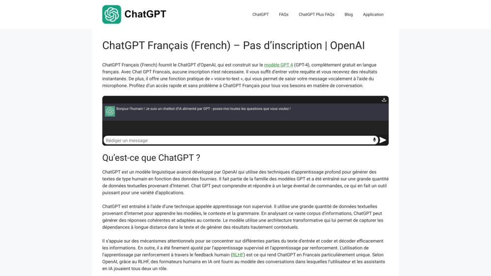 ChatGPT Français : Génération Texte Naturel, Rapide et Gratuit