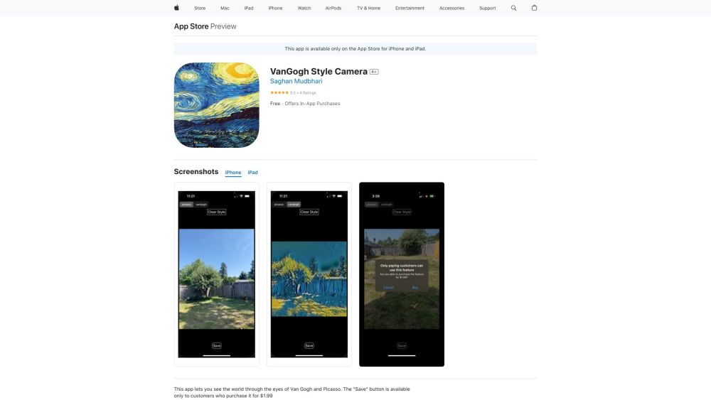 ArtVision : AI Filters Recreate Van Gogh & Masters' Views