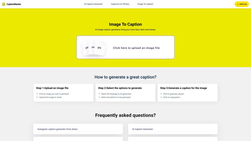 CaptionMaster: AI Crafted Captions, Boost Followers, Grow Social Presence