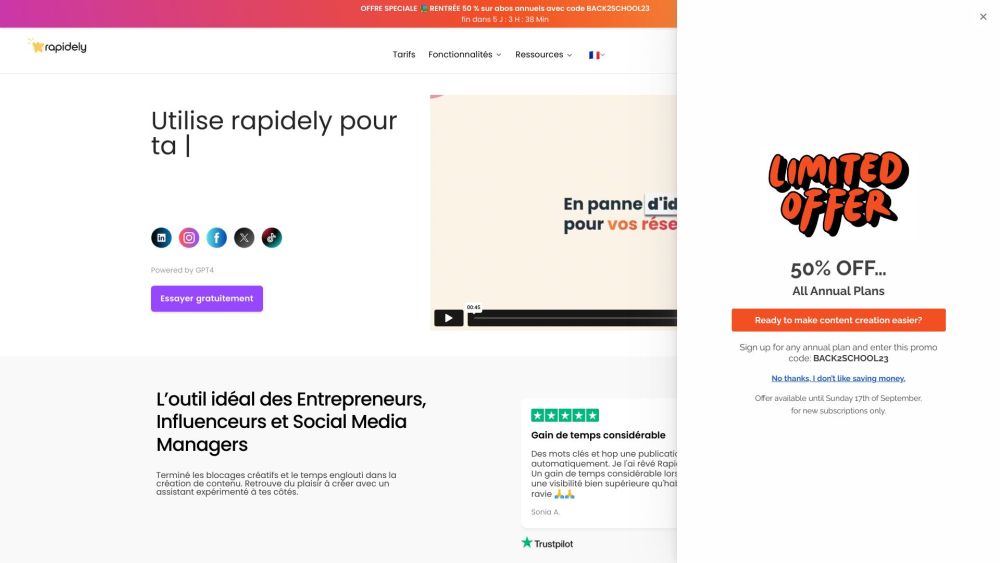 Rapidely: AI Assistant for Social Media & Content Strategy