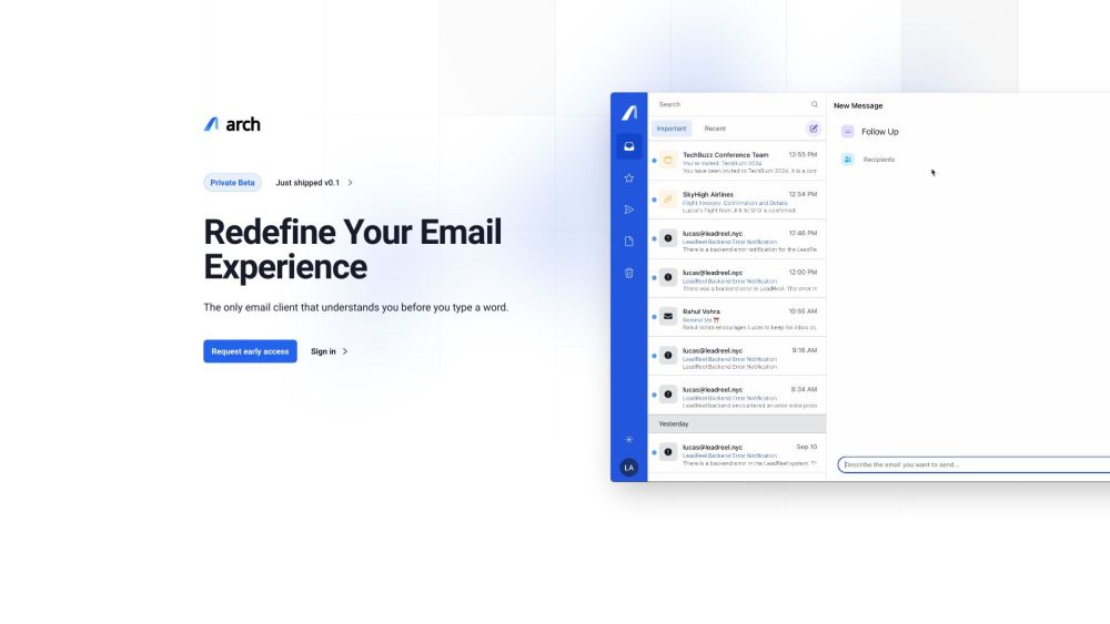 Arch Email Copilot : AI Condenses Emails, Suggests Responses, Drafts Effortlessly