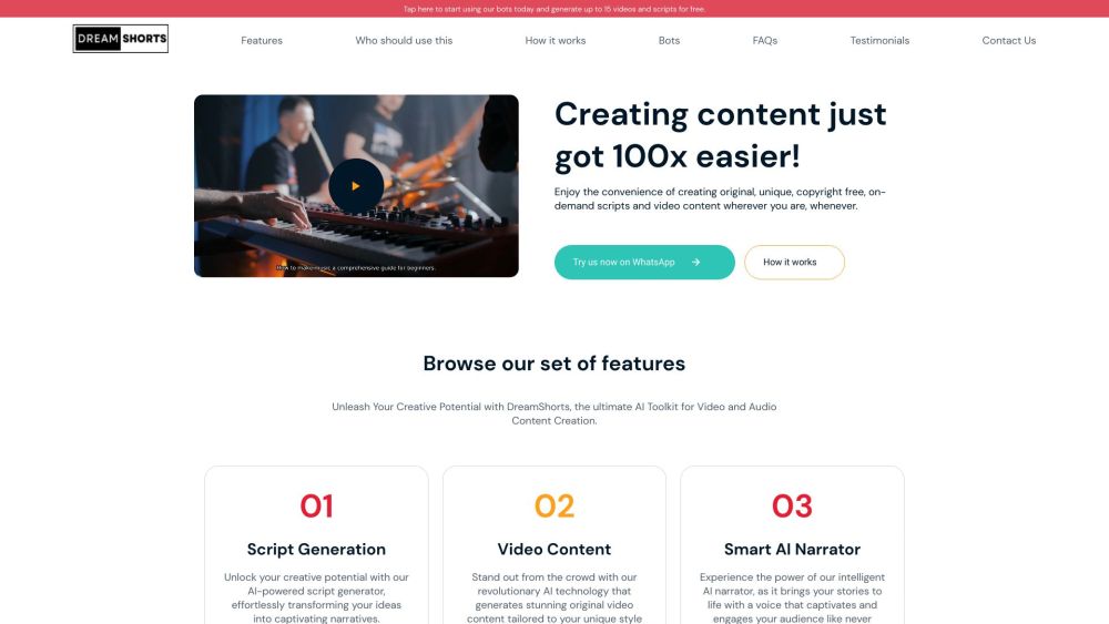 DreamShorts: AI Scripts, Royalty-Free Videos, Effortless Storytelling