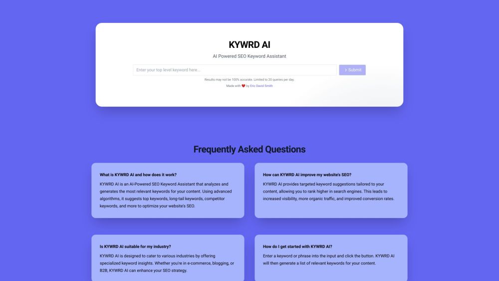 KYWRD AI: Smart Keyword Assistant for SEO, Long-Tail Insights & Trend Analysis