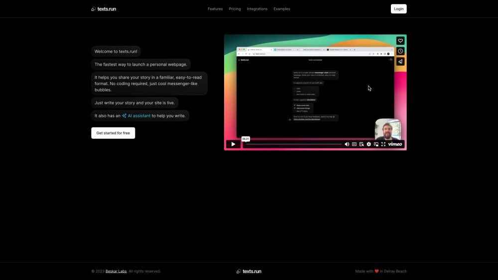 Texts.run: Quick Launch, No Code, Share Stories & Ideas Easily