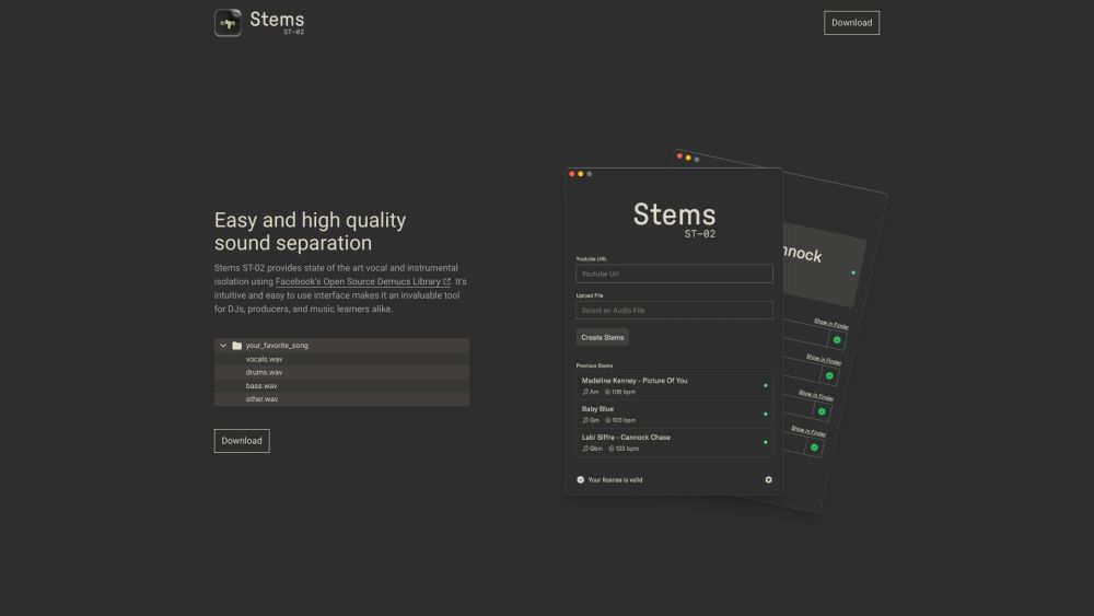 Stems: Powerful, User-Friendly Audio Separator For Quality Sound