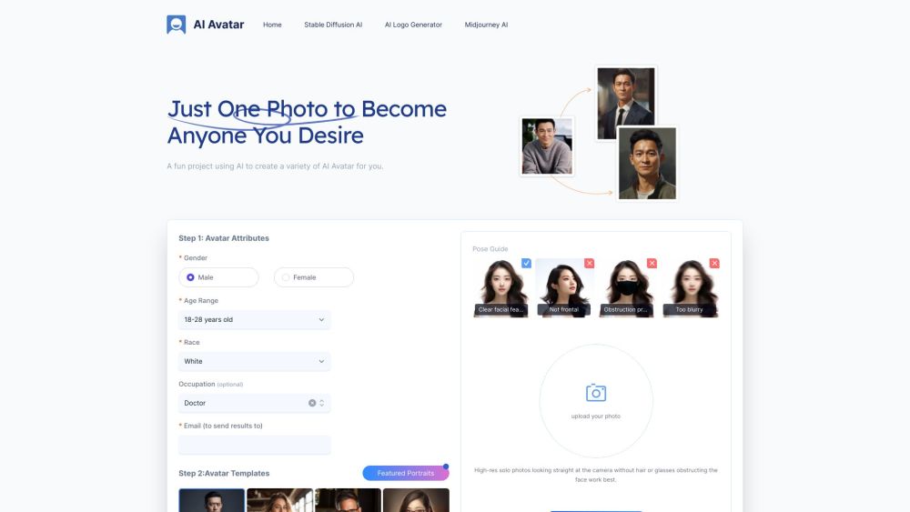AI Avatar Generator : Quick, Diverse, Face-Swap + Midjourney