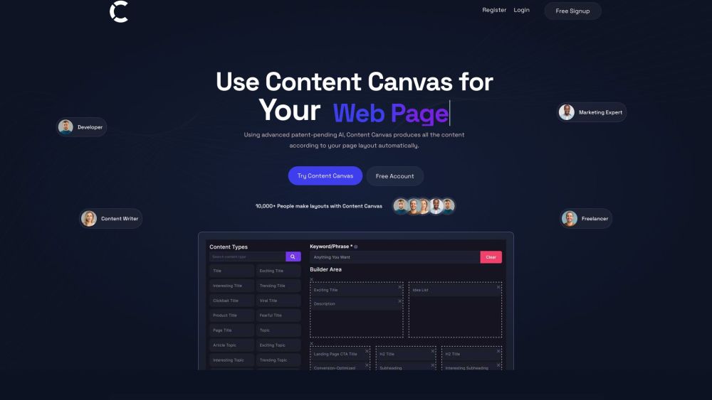 Content Canvas: AI Tool for Rapid, Optimized Web Content Creation : Fast, Layout-Tailored Content with Patent-Pending Tech