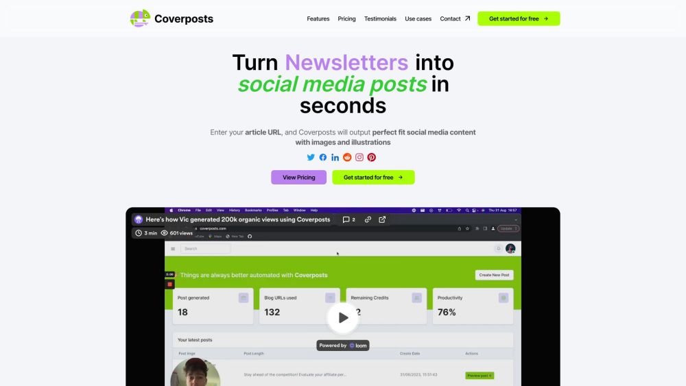 Coverposts: Auto-Generate Social Posts with Images & Captions Coverposts: Auto-Generate Social Posts with Images & Captions