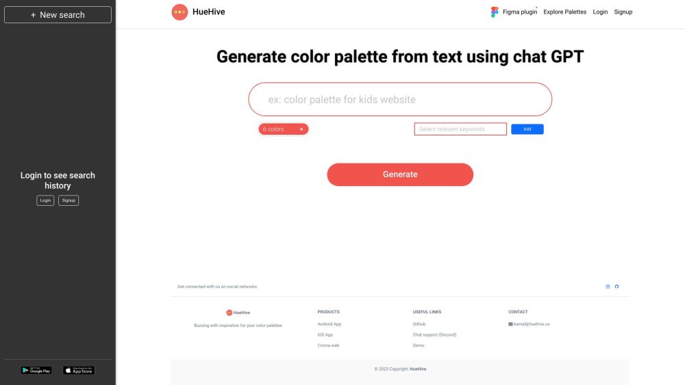 HueHive : AI Color Palettes with ChatGPT – Design Made Simple
