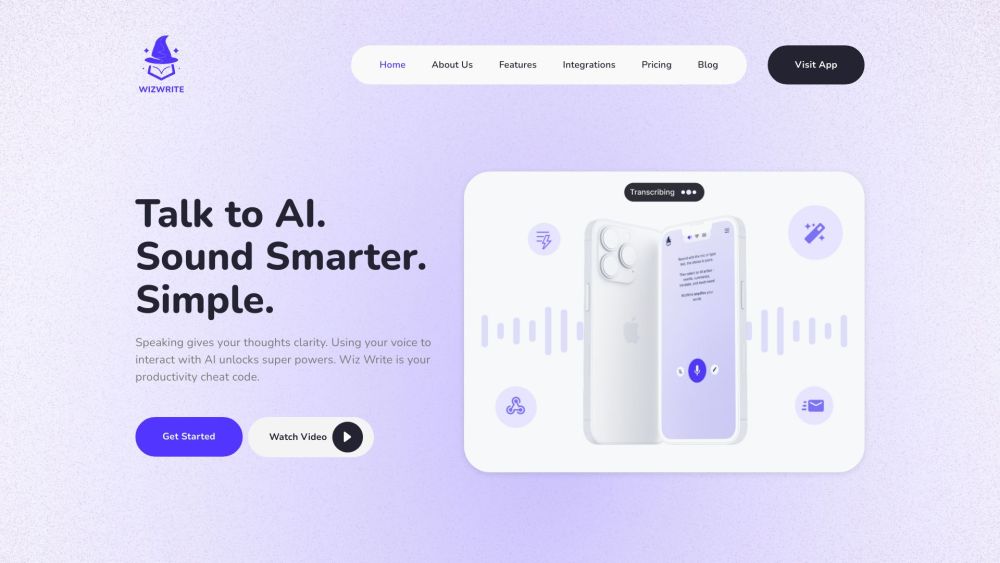 Wiz Write: AI Voice Transcription, Custom Actions, Boost Productivity