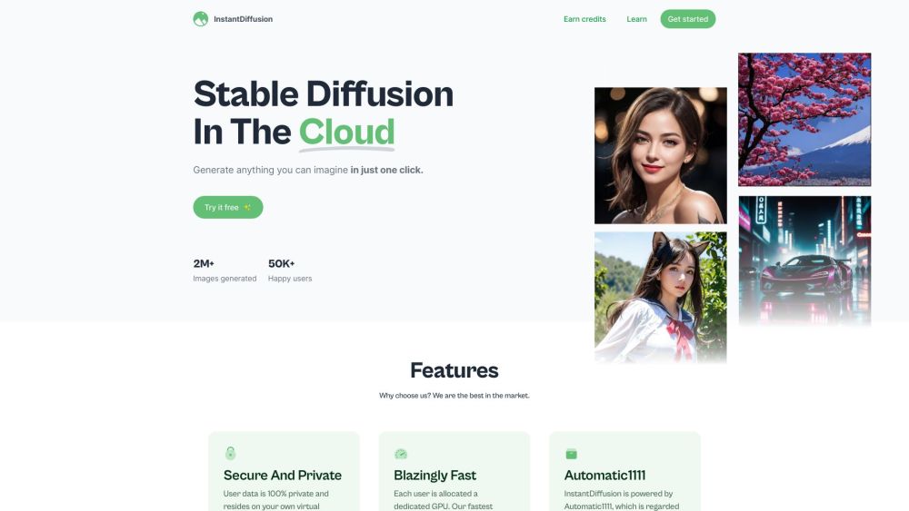 InstantDiffusion: Fast Cloud Diffusion with AI & Intuitive UI