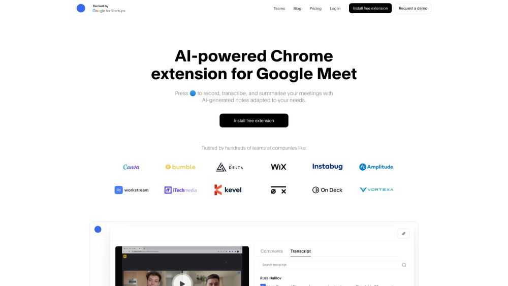 Bluedot : AI Notes, Record, Transcribe, Summarize for Chrome