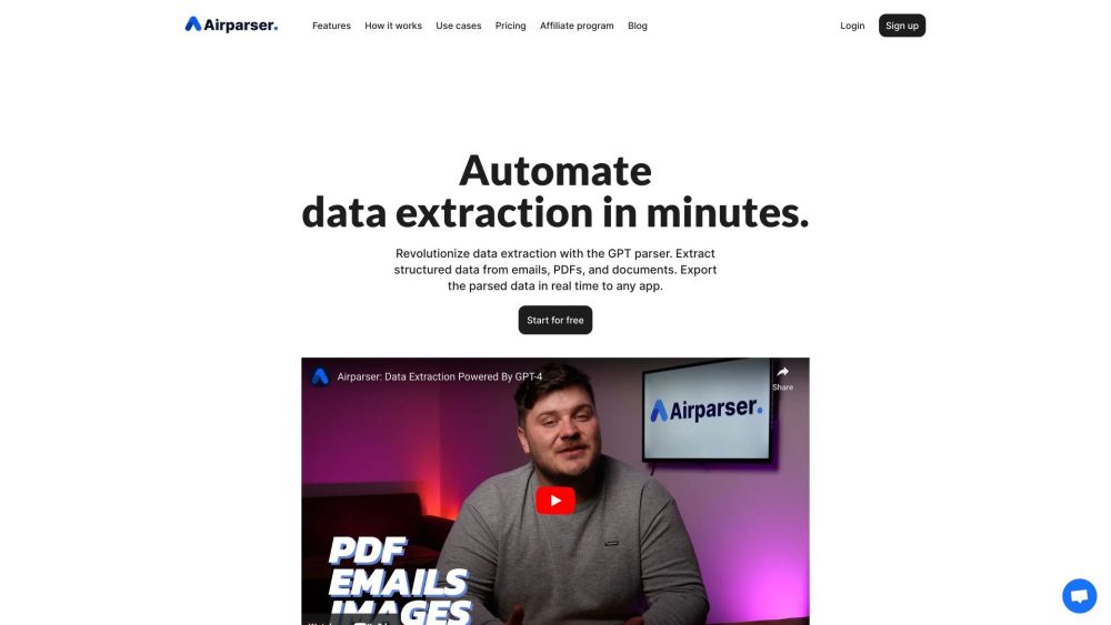 Airparser: GPT-4 Data Extraction & Real-Time Export to 5000+ Apps