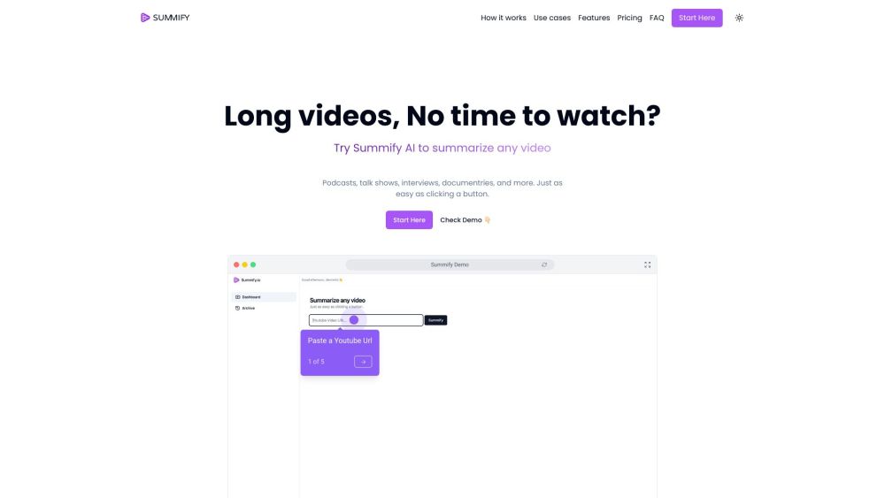 Summify : AI Video Summarizer, Quick Digestible Summaries, Save Time