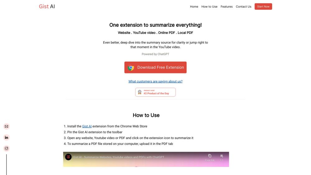 Gist AI : Free Summaries, 30+ Languages, Web, PDF, YouTube