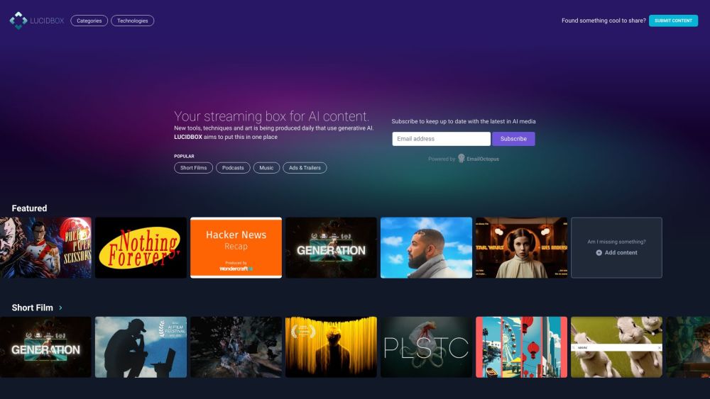 LUCIDBOX : AI Films, Music, Podcasts with Modern Interface