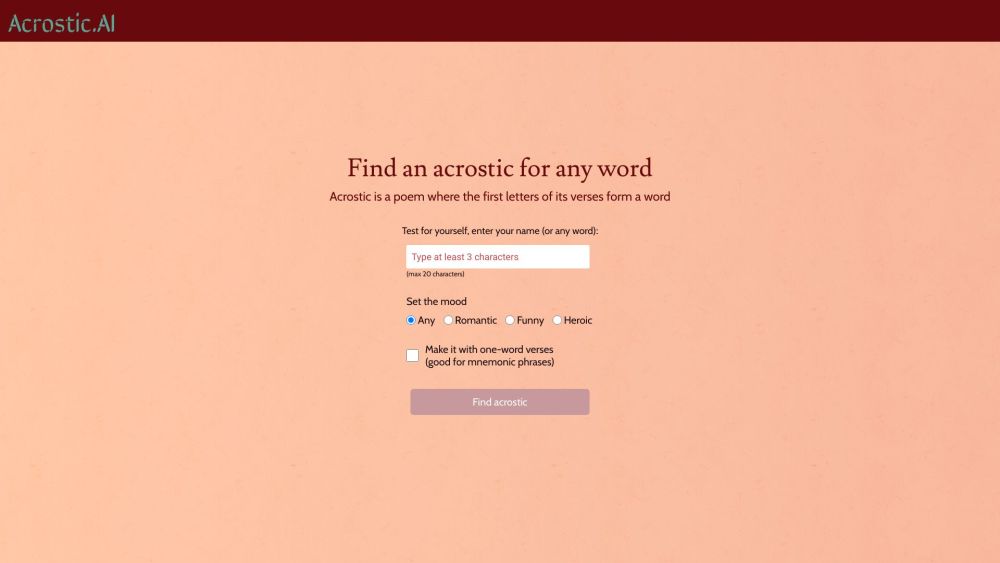 Acrostic AI: Generate Poems & Mnemonics, Transform Words Into Art