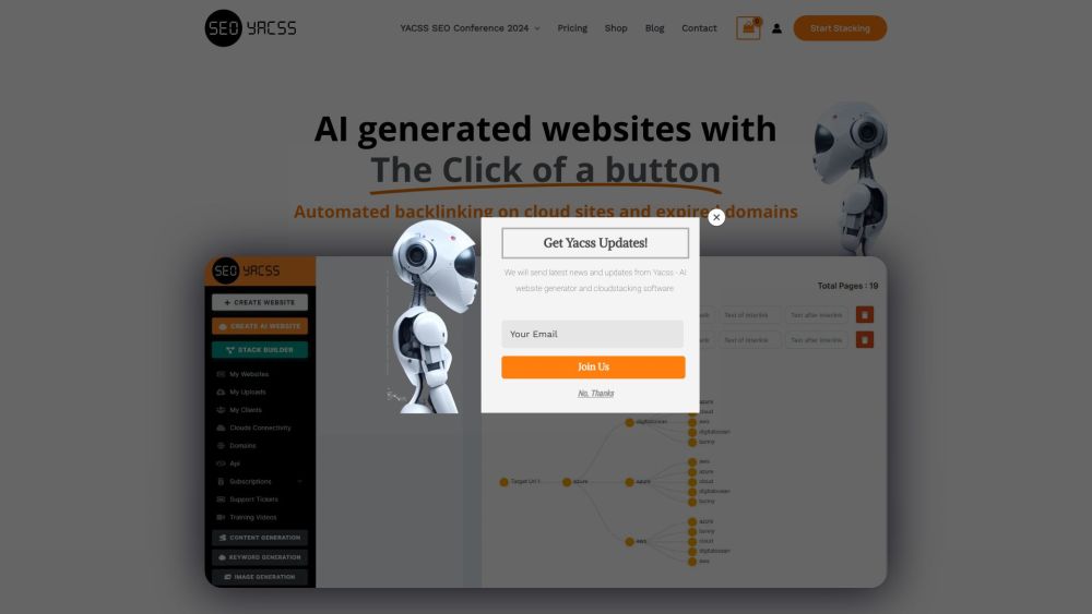 YACSS: AI Website Generator & SEO Boosting Platform – Create SEO-optimized websites, generate backlinks, boost authority, and publish instantly with AI tech for online growth.