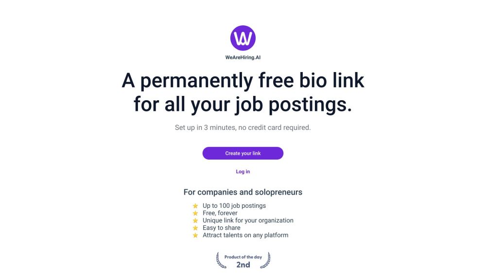 WeAreHiring.AI: Free Bio Link to Display Up to 100 Job Postings