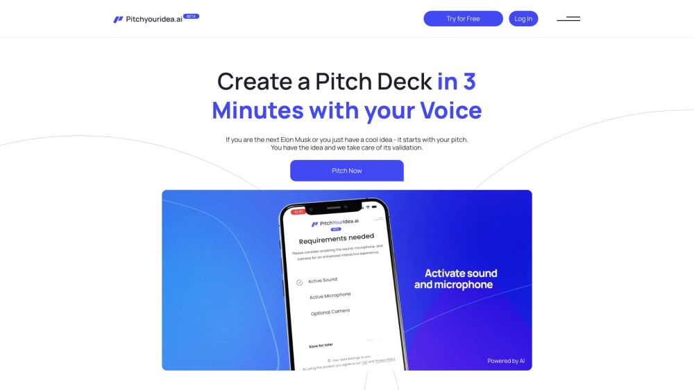 Pitchyouridea.ai: AI Pitch Deck Creation & Personalized Advice