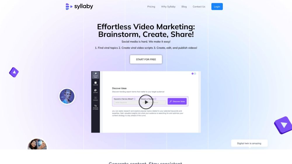 Syllaby.io: AI Video Tool for Social Media Marketing – Automate Ideation, Scripting & Avatar-Based Video Creation