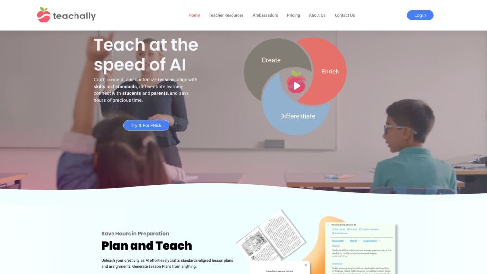 Teachally: AI Lesson Planner, Personalizes, Enhances, Communicates