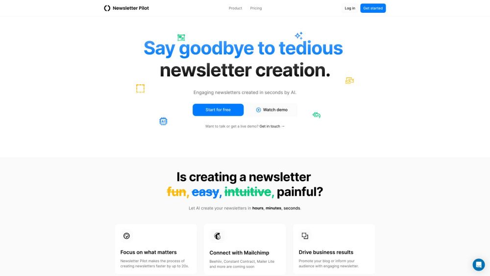 Newsletter Pilot: AI-Generated Content, Effortless Design, Blog-to-Newsletter Transformation