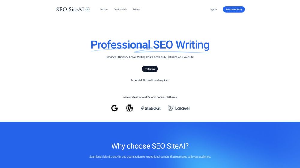 SEO SiteAI: Content Optimization, Keyword Research, Search Intent Matching