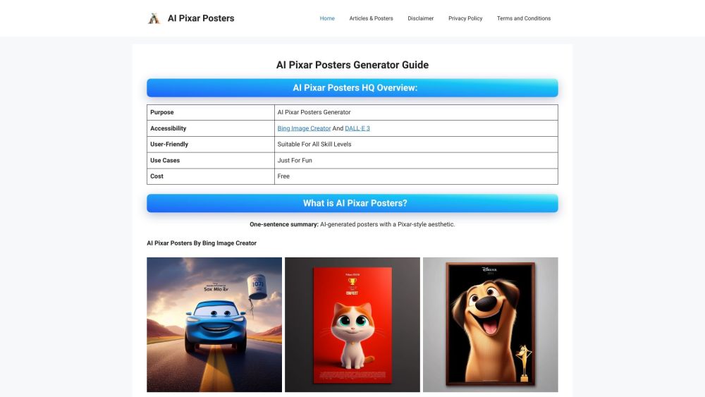 AI Pixar Posters Generator: Create Stunning Art, Perfect for Fans & Designers