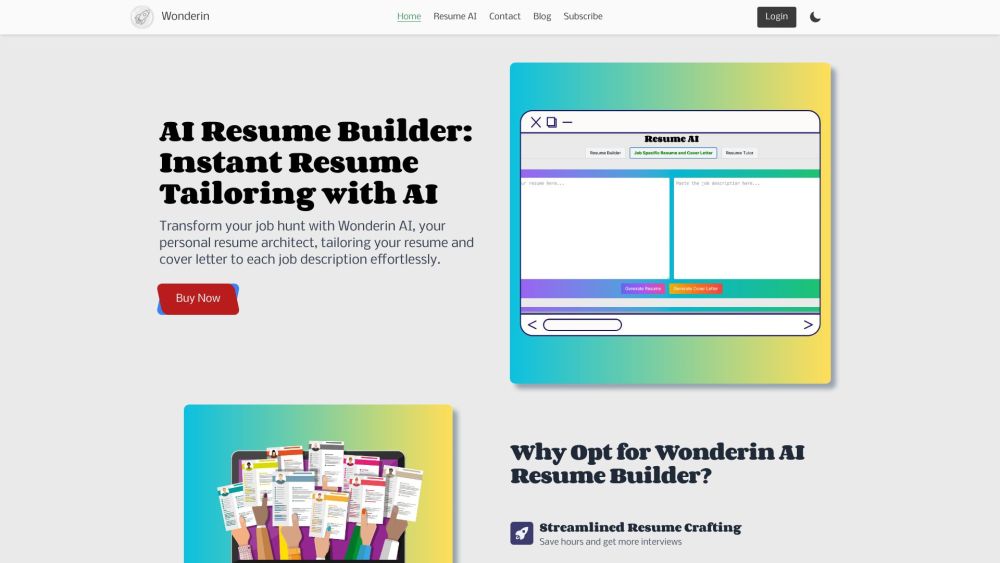 Wonderin AI Resume Builder: Advanced Algorithms, Effortless Creation