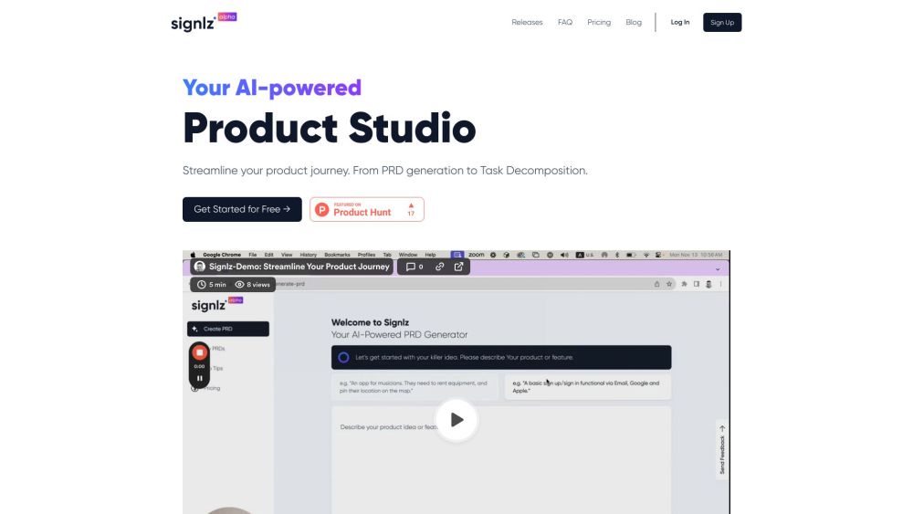Signlz: AI-Powered PRD Generator for Product Professionals: Automate Docs, Epics, Stories & Tasks