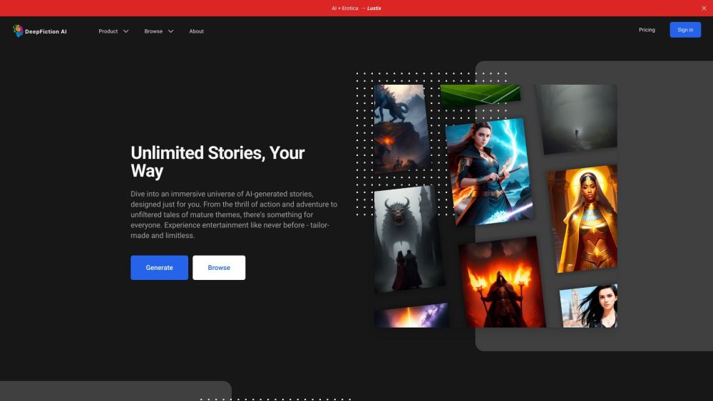 DeepFiction: AI Stories, Varied Genres, Illustrated Adventures & Lustix