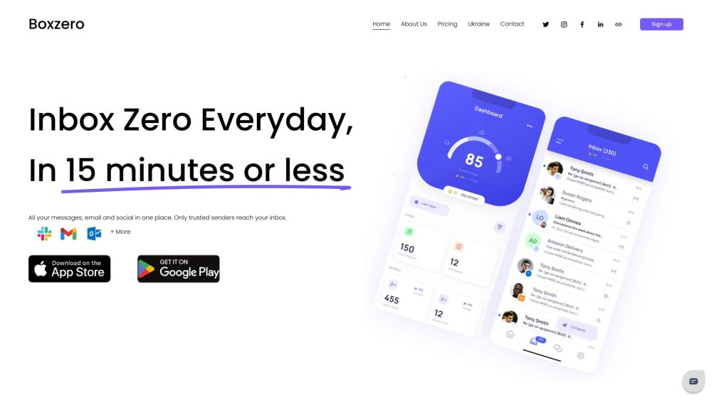 Boxzero: Email, Social & Productivity Hub for Inbox Zero