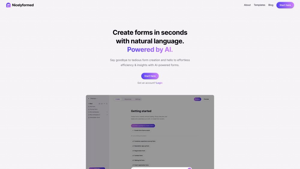Nicelyformed: AI-Powered Form Builder for Instant Stunning Designs