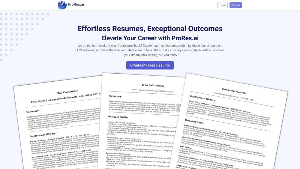 ProRes.ai : AI-Generated Resume Profiles, Impress Recruiters, Land Dream Jobs