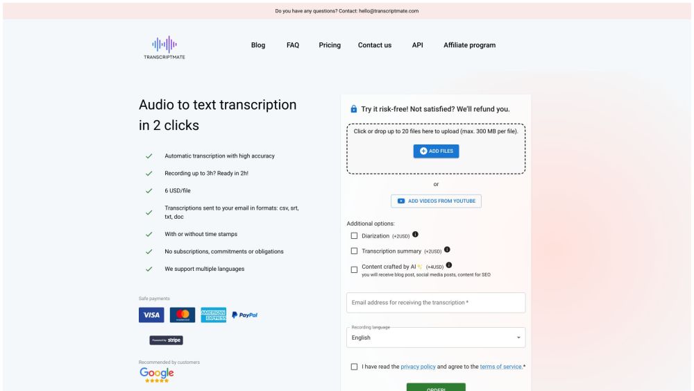 Transcriptmate: Affordable, Flexible, Reliable Pay-As-You-Go Transcription