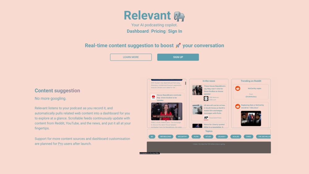 Relevant: Real-Time Suggestions, YouTube, Reddit & News Integration