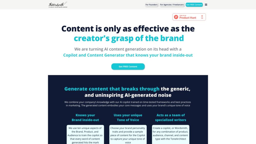 TheWordsmith.ai: Quality, On-brand Content Writing Assistant : AI Copilot for Effortless Brand-aligned Writing