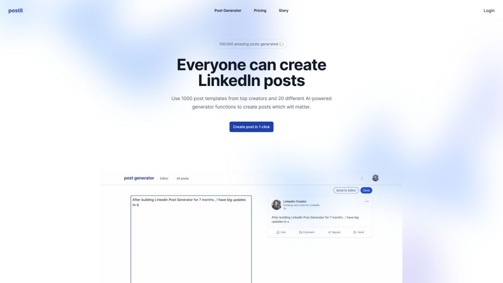Postli: AI-Driven Tool, 100+ Templates For Engaging LinkedIn Posts