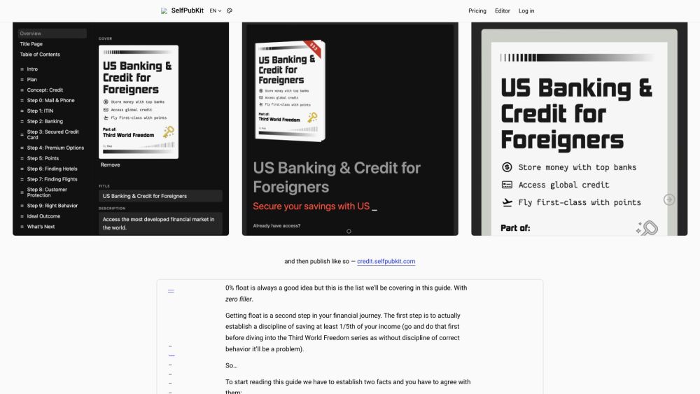 SelfPubKit: Write, Publish, Monetize in Epub, PDF, Web Formats