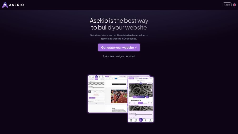 Asekio - AI Website Builder: Free, No Login, Mobile-Friendly Creation : Create Sites Instantly with Domain & Hosting Included