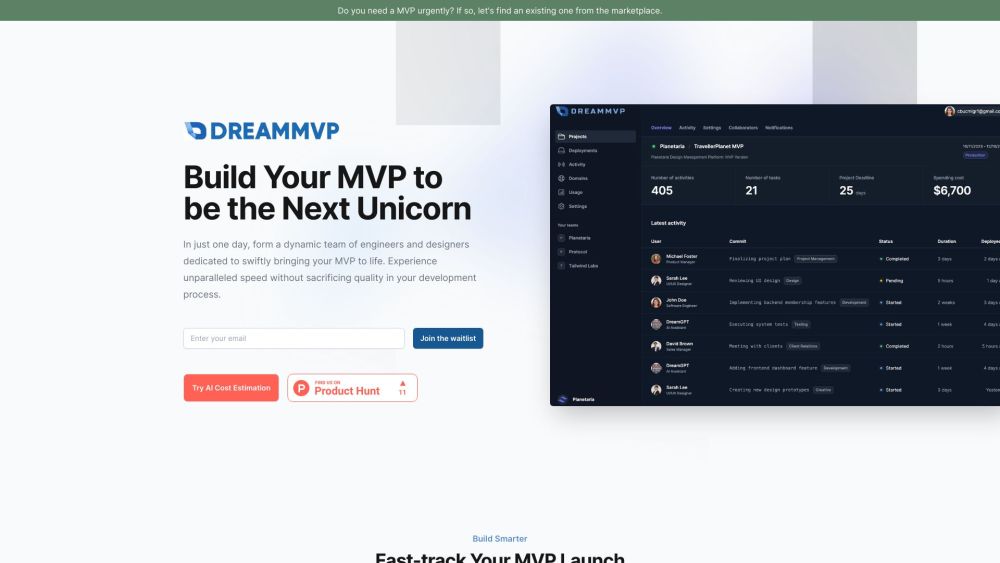 DreamMVP: AI-Powered MVP Builder, No Code, Fast & Cost-Effective